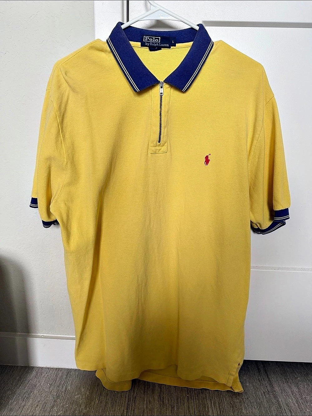 Polo Ralph Lauren Men's Polo Shirt Yellow & Blue Large